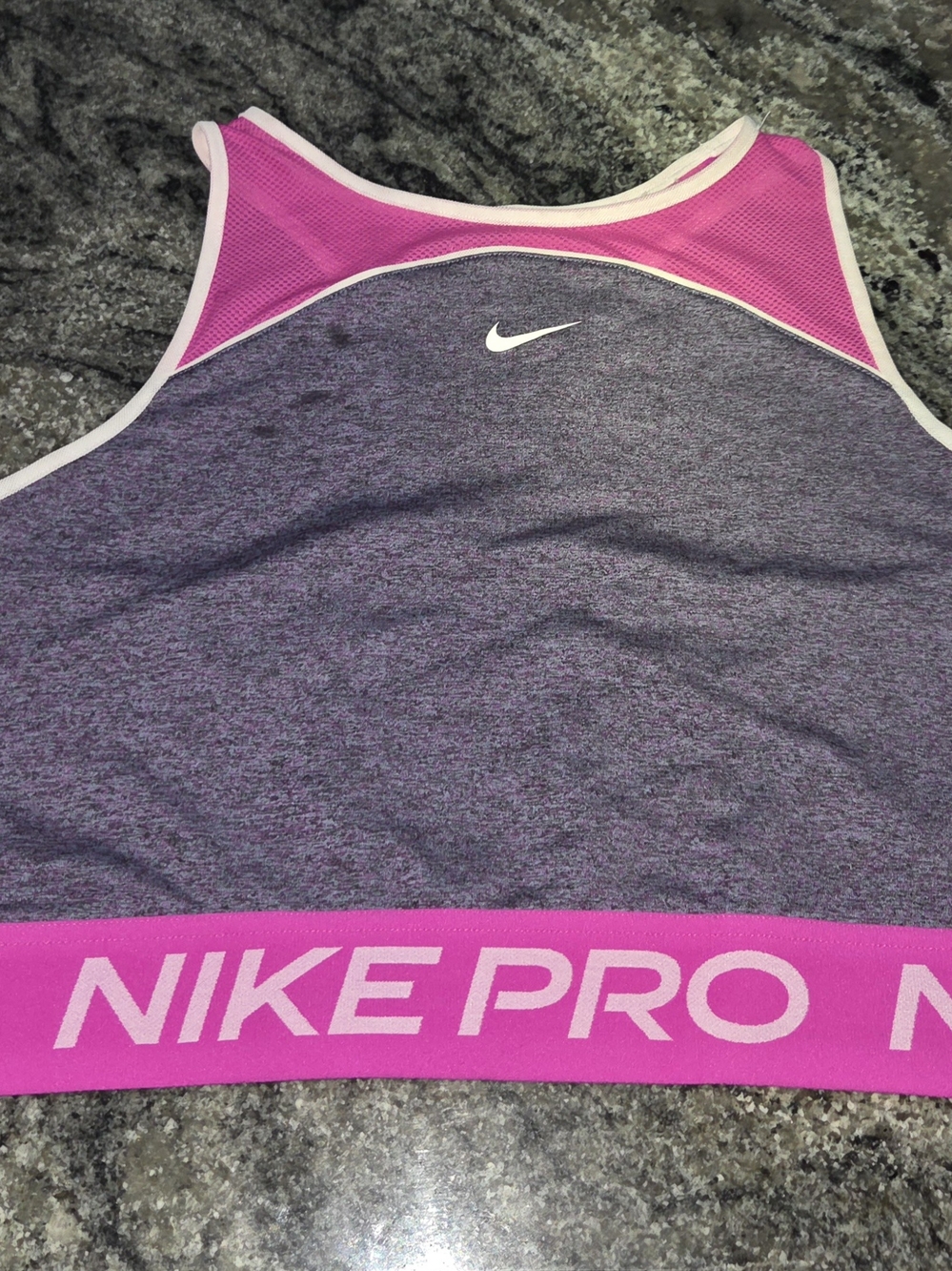Nike Purple Heathered Racerback Crop Top with Pink Trim
